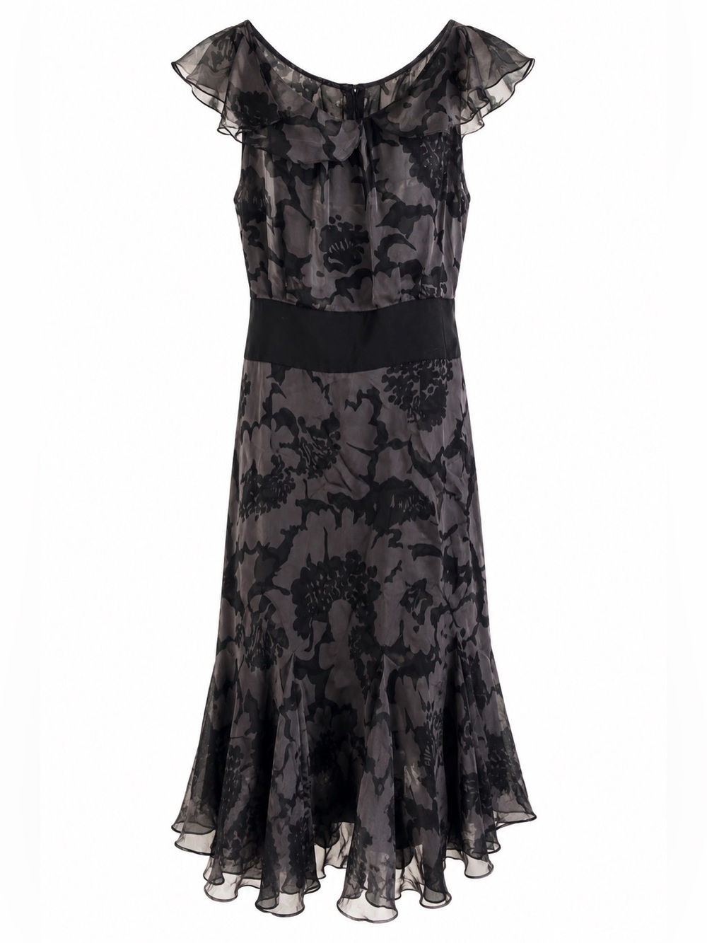 Vintage Milly of New York Burnout Floral Chiffon Cocktail Dress Size 8